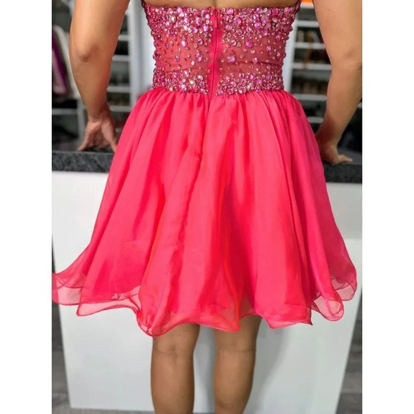 Hannah S 27074 Halter Pink Beaded Barbiecore Formal Dress $298 - Picture 7 of 11